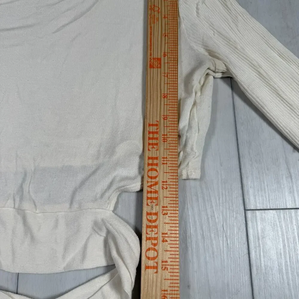 ALO Yoga Top Women's Size Small White Ribbed Waist Tie Wrap Long Sleeve
